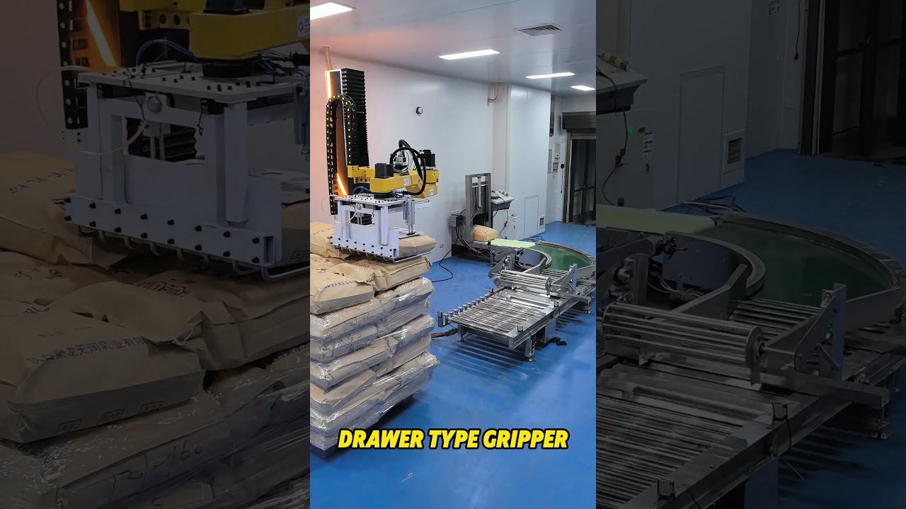 Drawer-type Gripper 😎 #palletizer #palletizingrobot #roboticpalletizer #depalletizer#automation