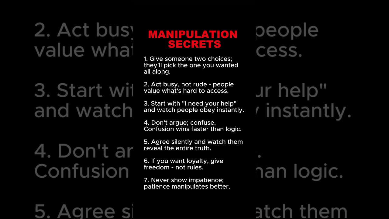 7 Manipulation Secrets Used by Smart People #manipulationtactics #influence #powerdynamics