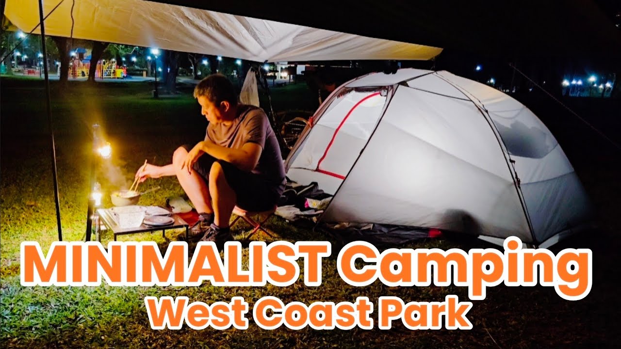 ULTRALIGHT Bikepacking Camping with Brompton | West Coast Park | NEW Sleeping Pad | Silent Vlog ASMR