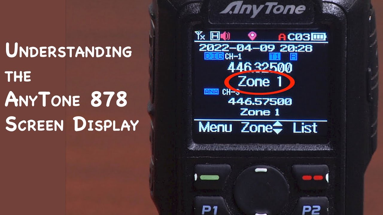 Beginner's Guide to Understanding the Anytone 878 handheld radio display screen.
