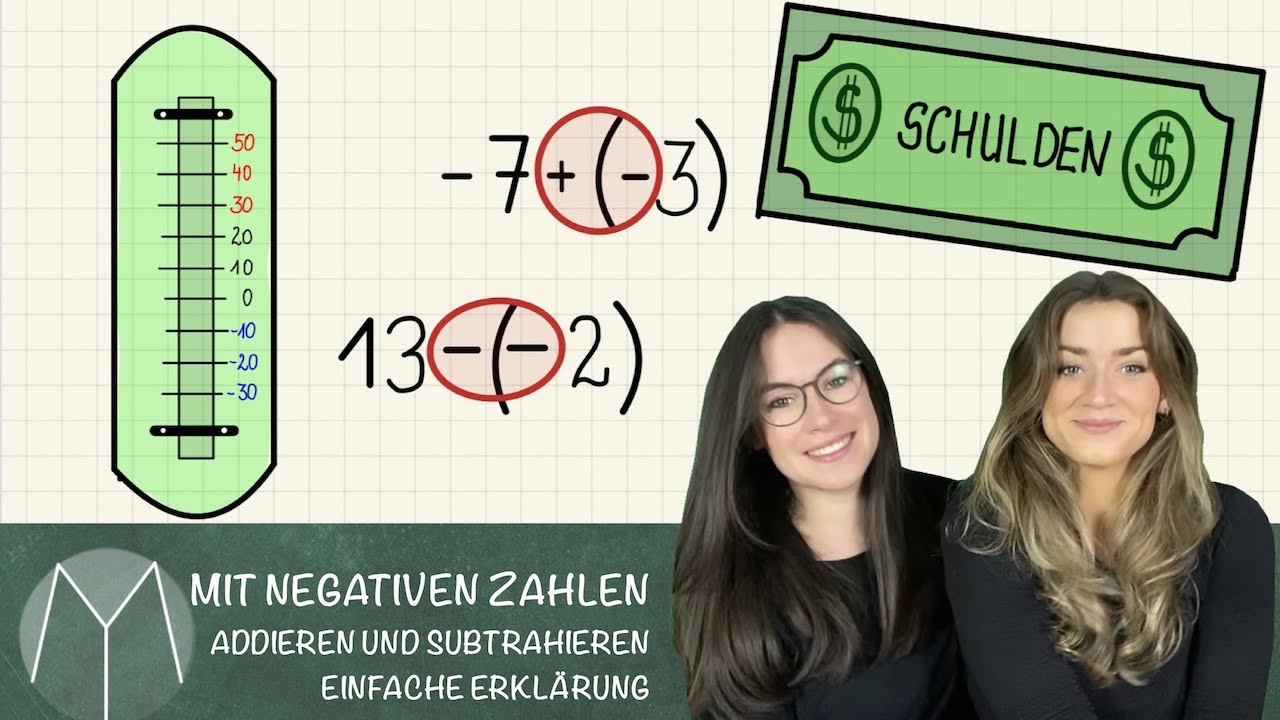 Mit negativen Zahlen addieren und subtrahieren I Einfache Erklärung