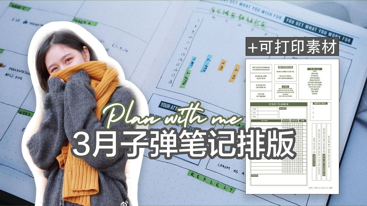 3月排版 | 学习主题+复习模板 | 跟我一起做计划 | 学生党手帐 | 极简主义计划 | PLAN WITH ME | Bullet journal March setup