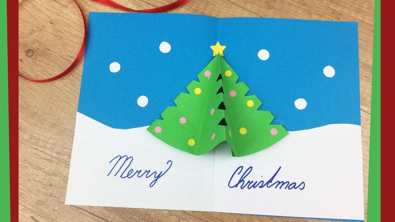 DIY Christmas gift card with Pop Up Tree | Easy to do with kids