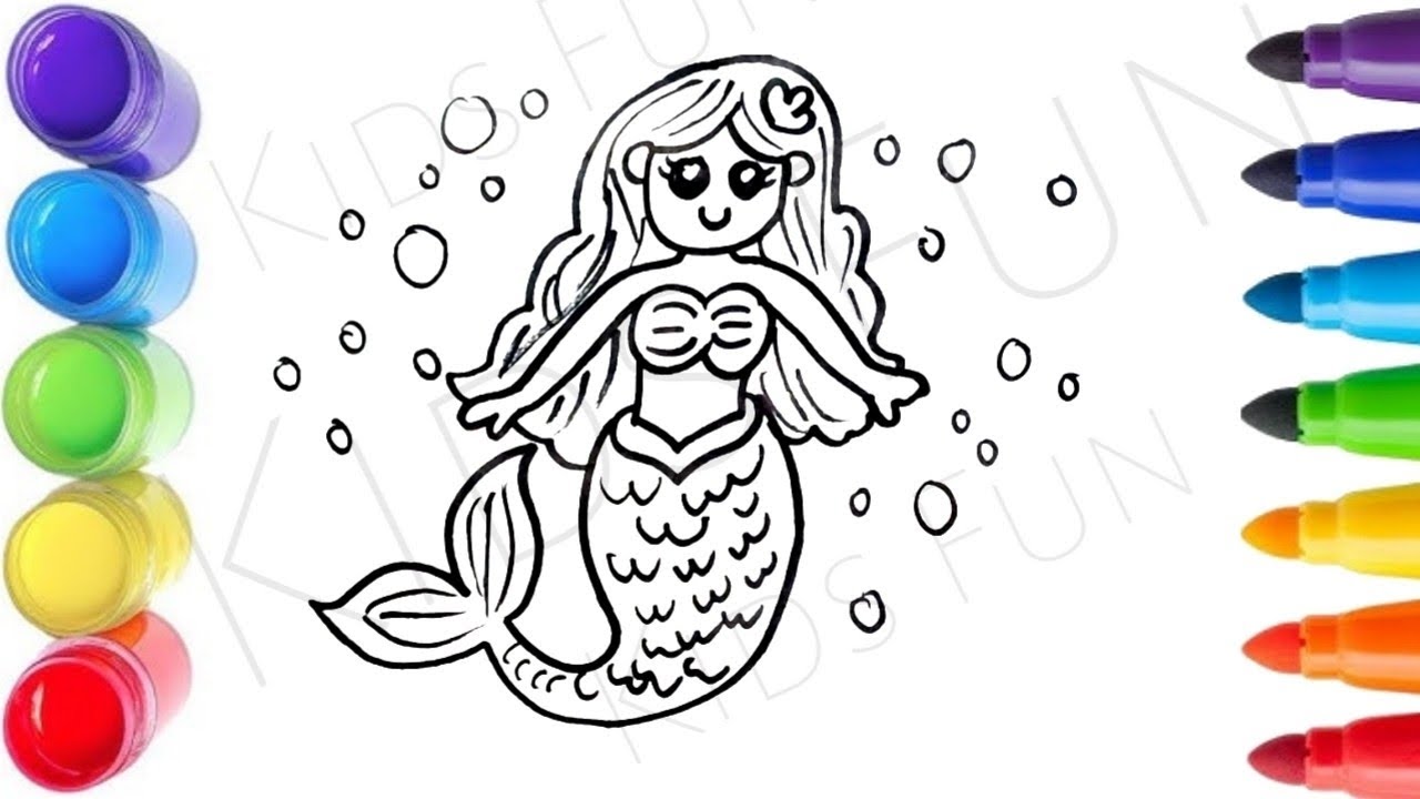 How To Draw cute 🧜‍♀️Mermaid  😍 Drawing, Painting & Coloring For Kids and Toddlers, 11