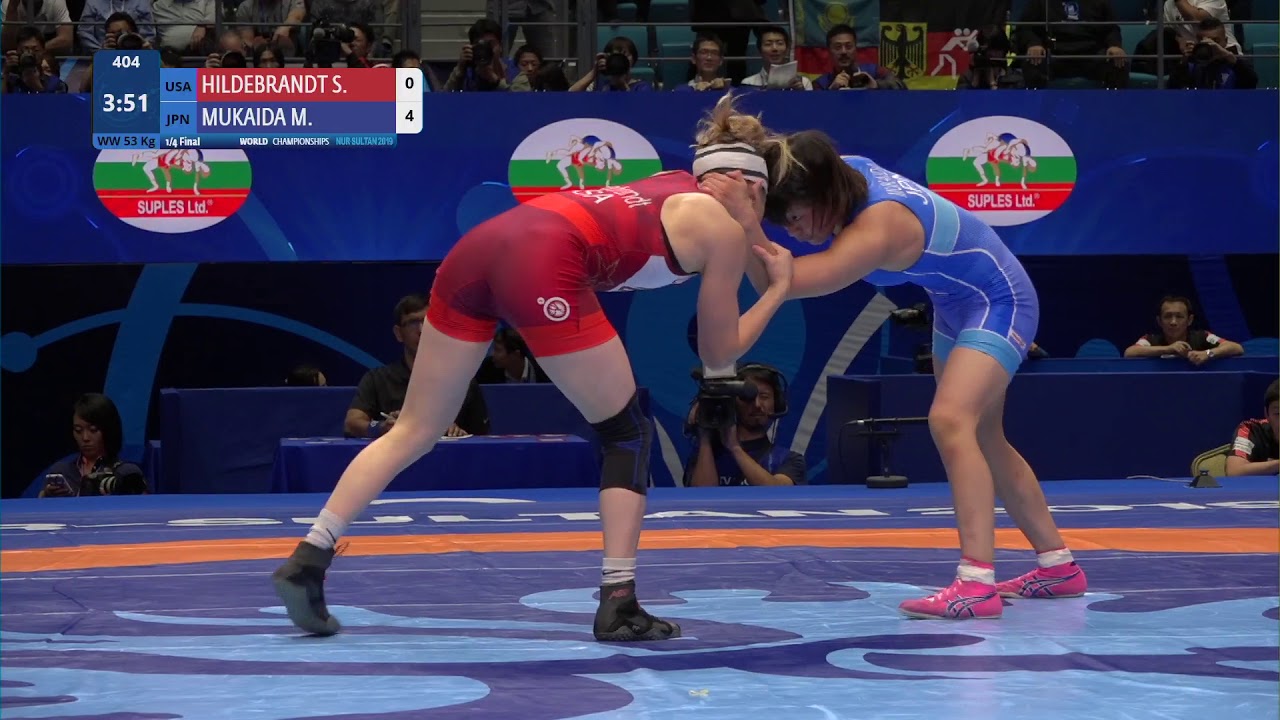 1/4 WW - 53 kg: Sarah Hildebrandt (USA) v. M. MUKAIDA (JPN)