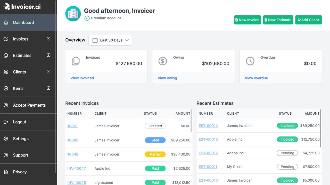 Invoicer.ai Walkthrough