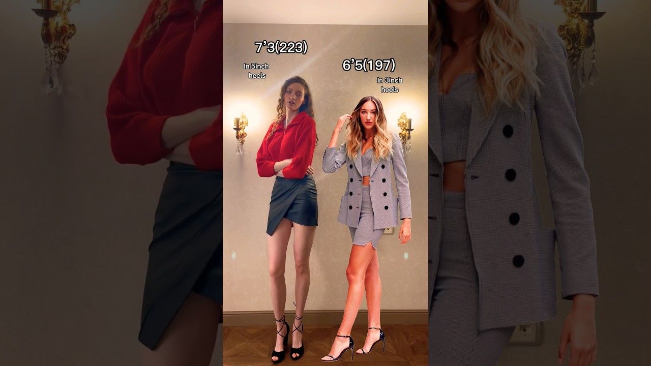Height comparison #shorts #trending #tallgirl #tall #heels #legs #goviral #fyp #skirt #giant #height