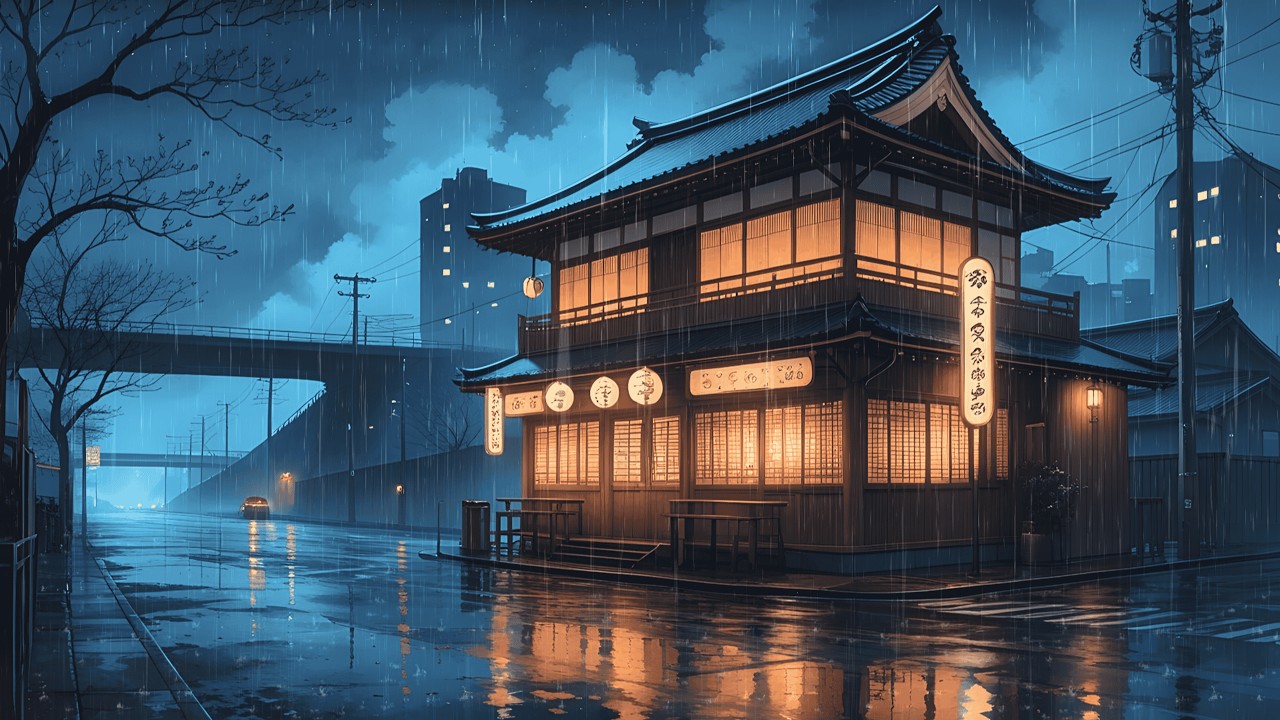 Midnight Japan Café ☕ Rainy Lofi Beats for Deep Work, Focus & Relaxation 🌧️ Night Mood