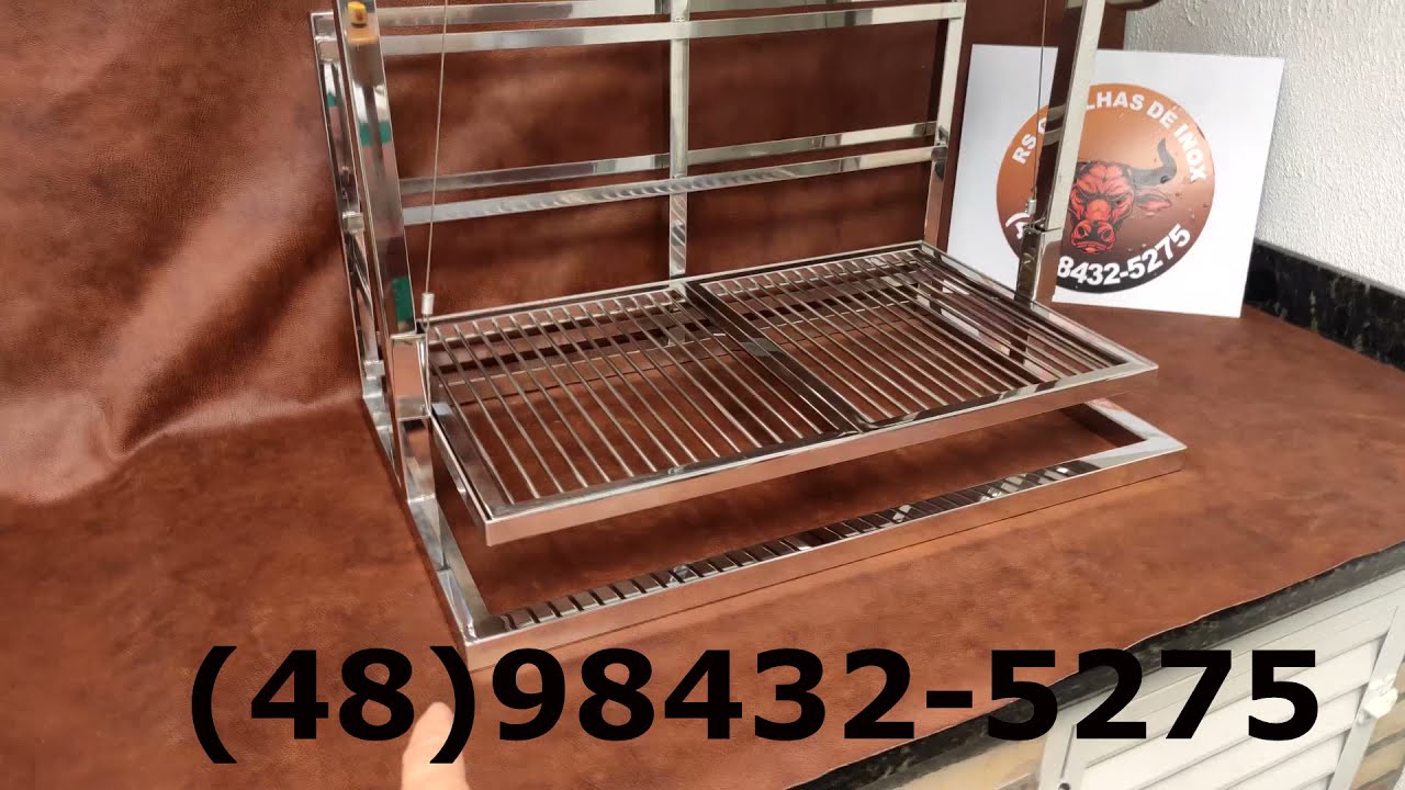 Grelha Elevatória de inox com suporte espeto