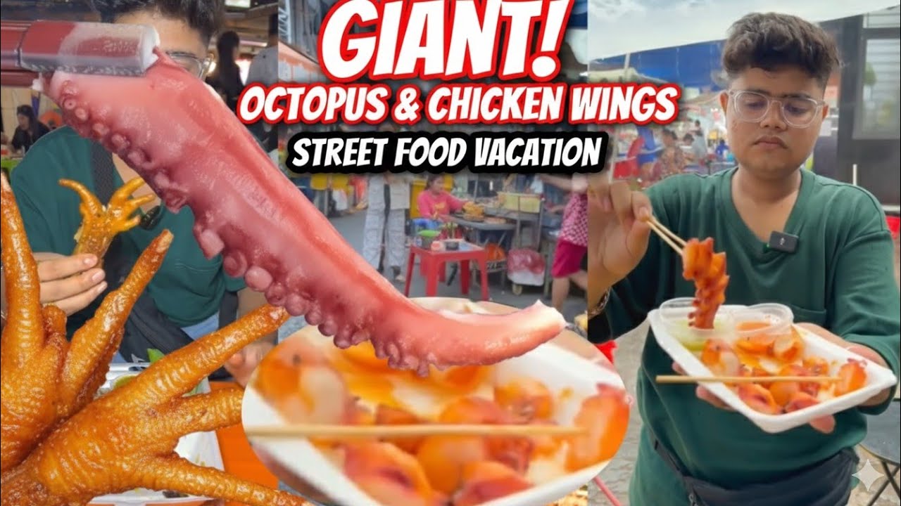 octopus leg chicken wings murgi ke pair bahut badhiya khana jabardast style mein pahli bar khaya✅