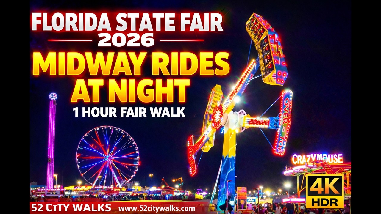Florida State Fair 2026 Midway Rides at Night POV | Carnival Lights, Thrill Rides & Long Exit Walk