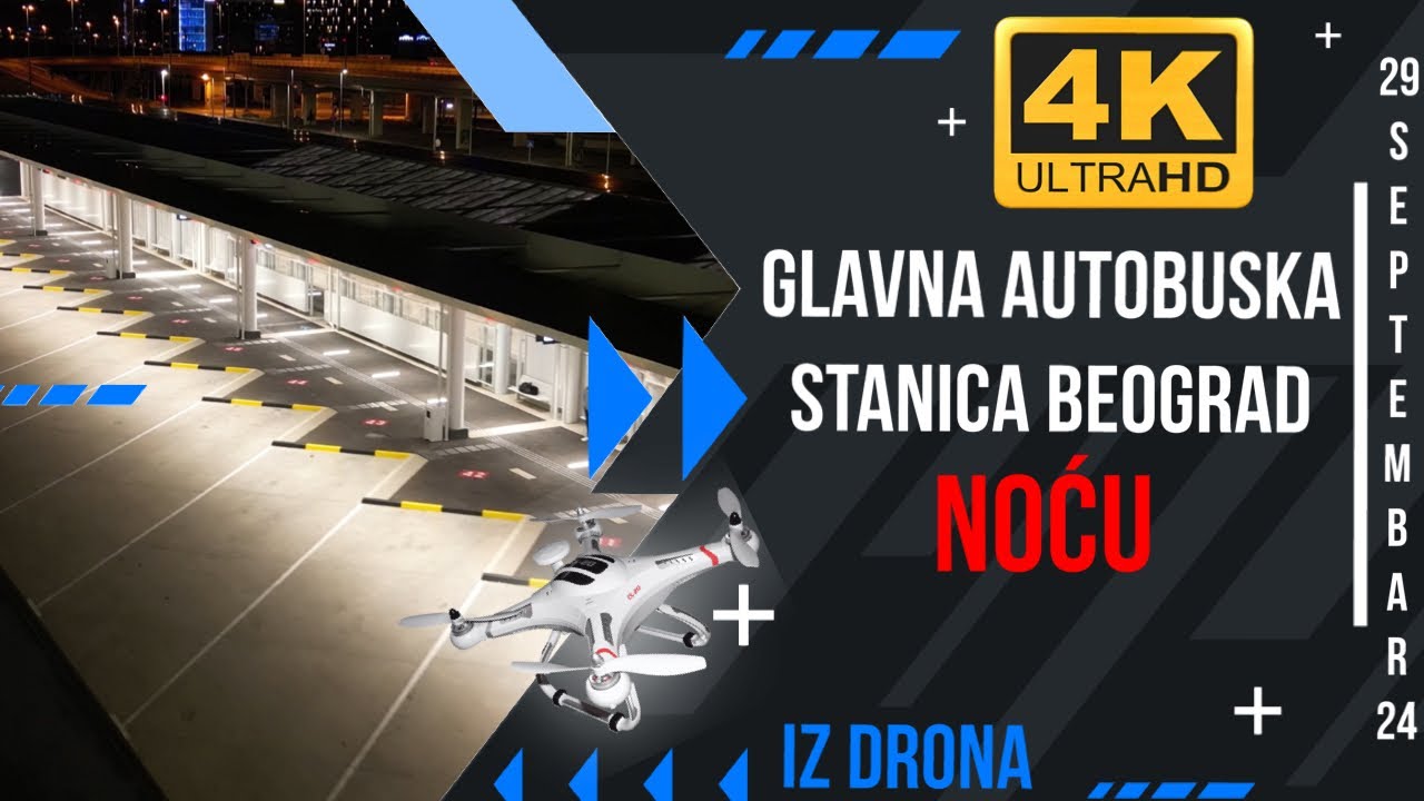 Snimak iz drona - Nova glavna autobuska stanica Beograd noću | 29. Septembar 2024 4K