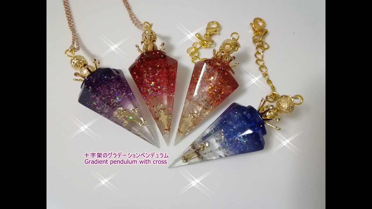 【レジン】十字架のグラデーションペンデュラム♪ハロウィンのアイテムに♪【resin:Gradient pendulum with cross♪ For Halloween items】