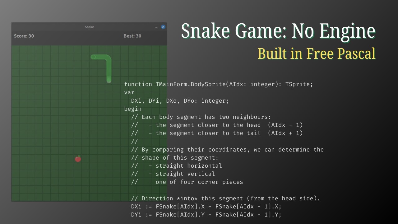 I Built Another Snake in Free Pascal (From Scratch — No Engine)