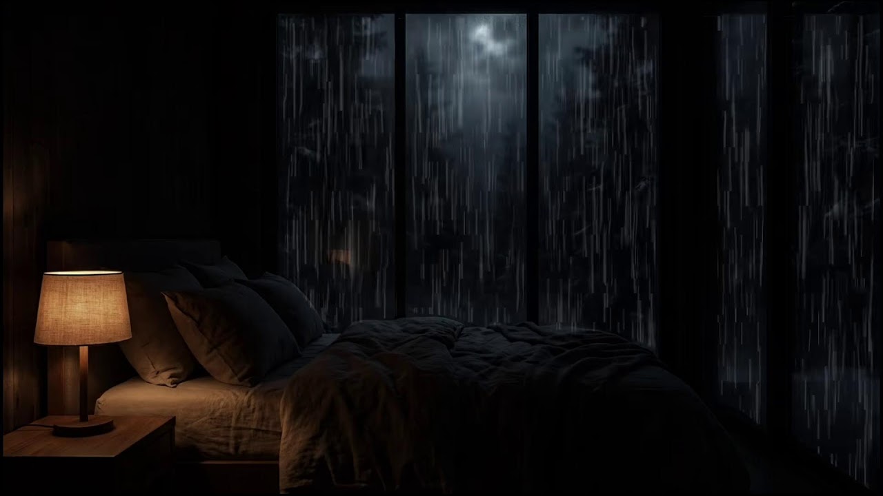 Midnight Rainstorm in Enchanted Forest, rain valley & rain river ASMR for sleep insomnia relief