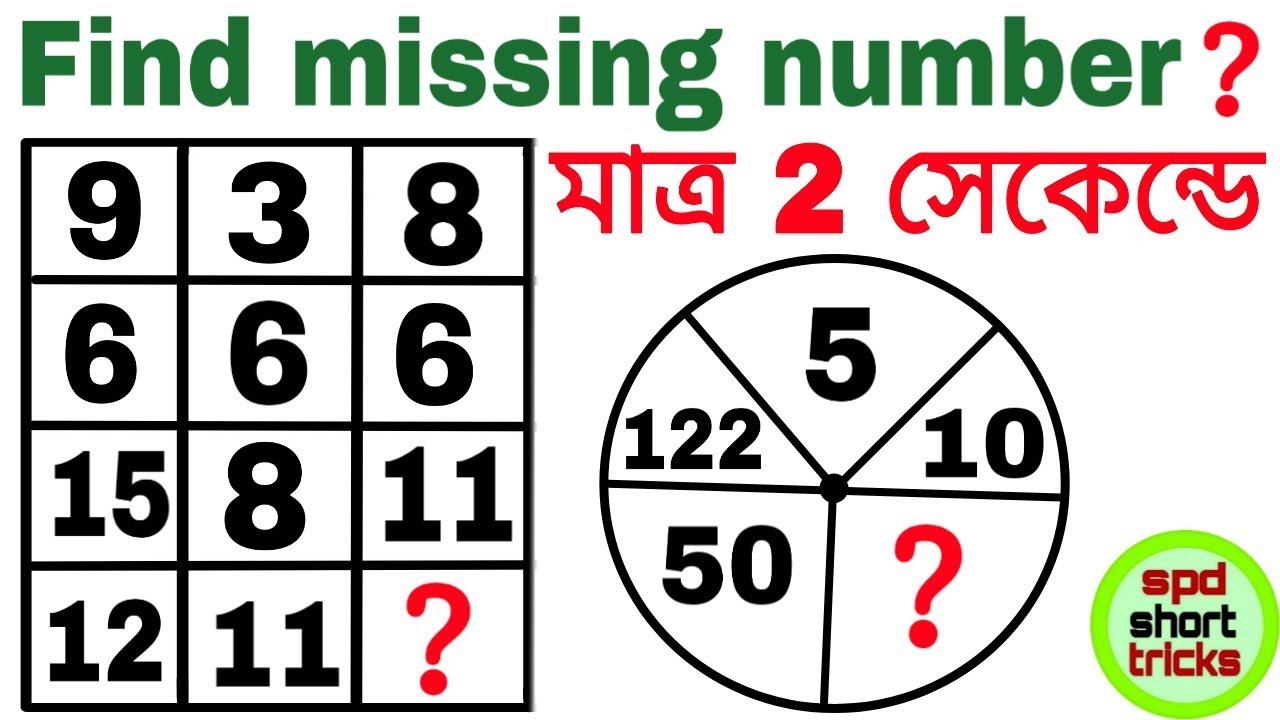 Missing Number Reasoning Tricks in Bengali for SSC CHSL, CPO SI, MTS, BANK PO, RRB & all Exam