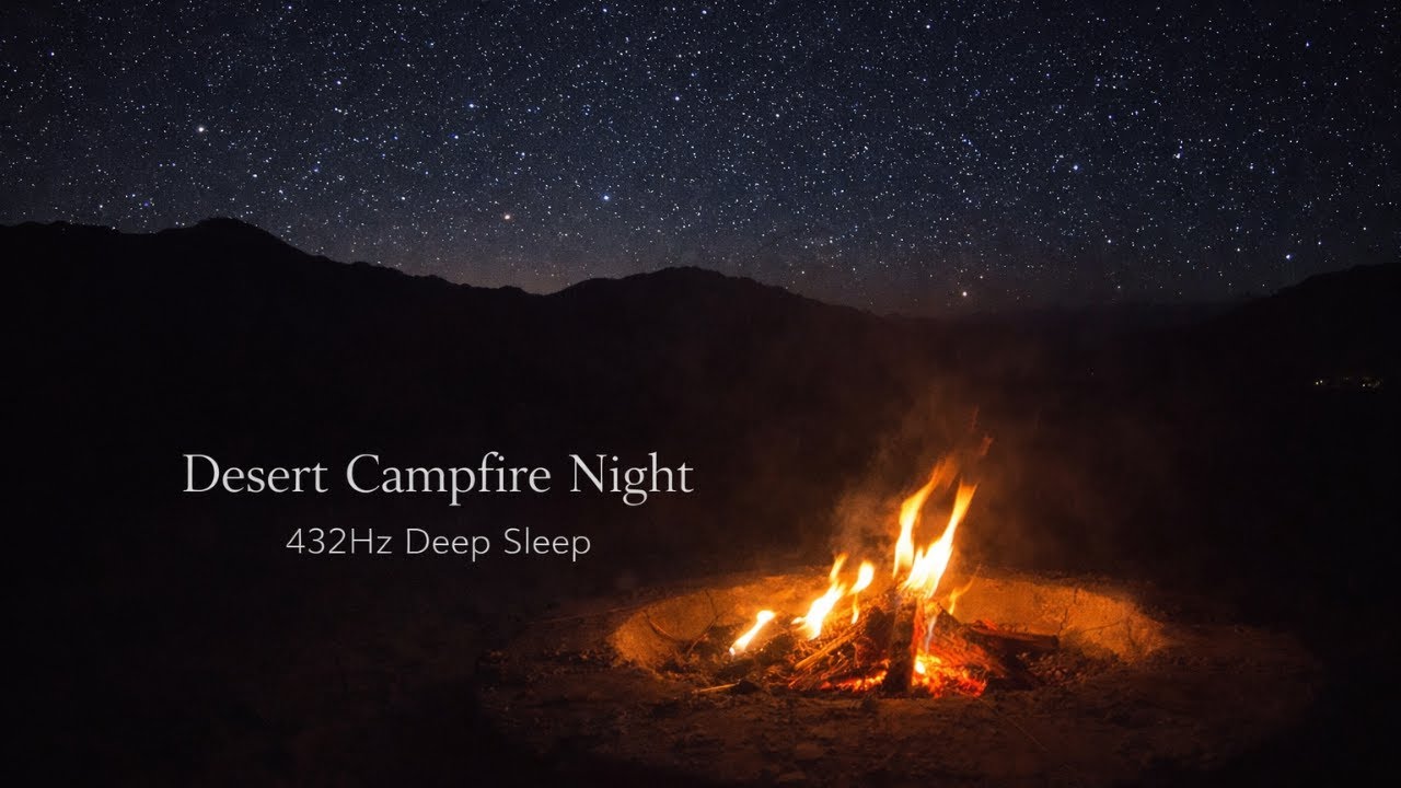 Desert Campfire Night Ambience – Fire, Wind & Insects | 432Hz Deep Sleep