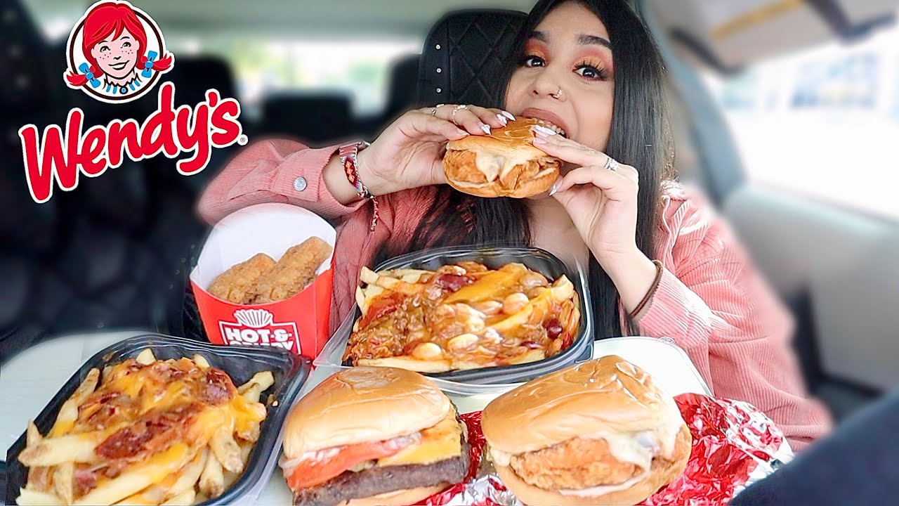 WENDYS MUKBANG! НОВИНКА: острый сэндвич с курицей в медово-сливочном соусе, одноместный бургер «Д...