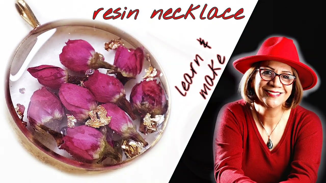 Step by step tutorial for resin necklace with dry flower.اموزش گام به گام گردنبند رزینی با گل خشک