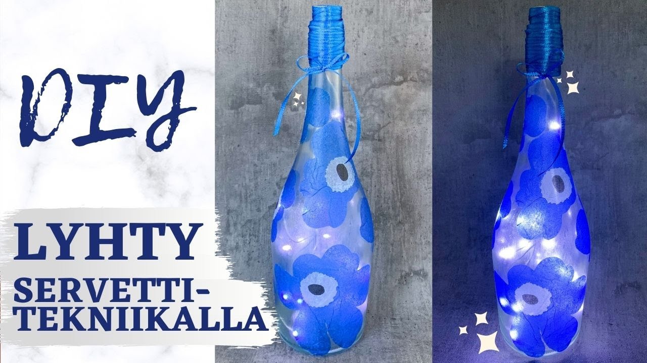 ✨ DIY – Lyhty | Viinipullon koristelu & servettitekniikka | TALVIASKARTELU
