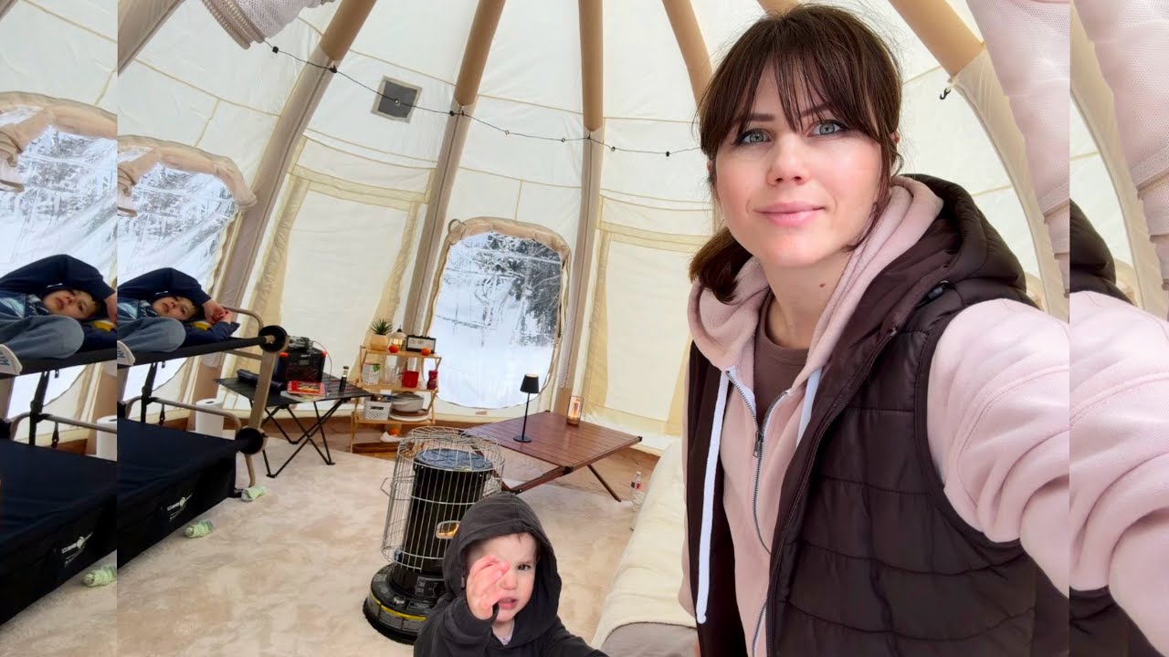 SNOW CAMPING WITH 3 KIDS ❄️ OUR DOME TENT NEEDED 2 HEATERS TO STAY WARM