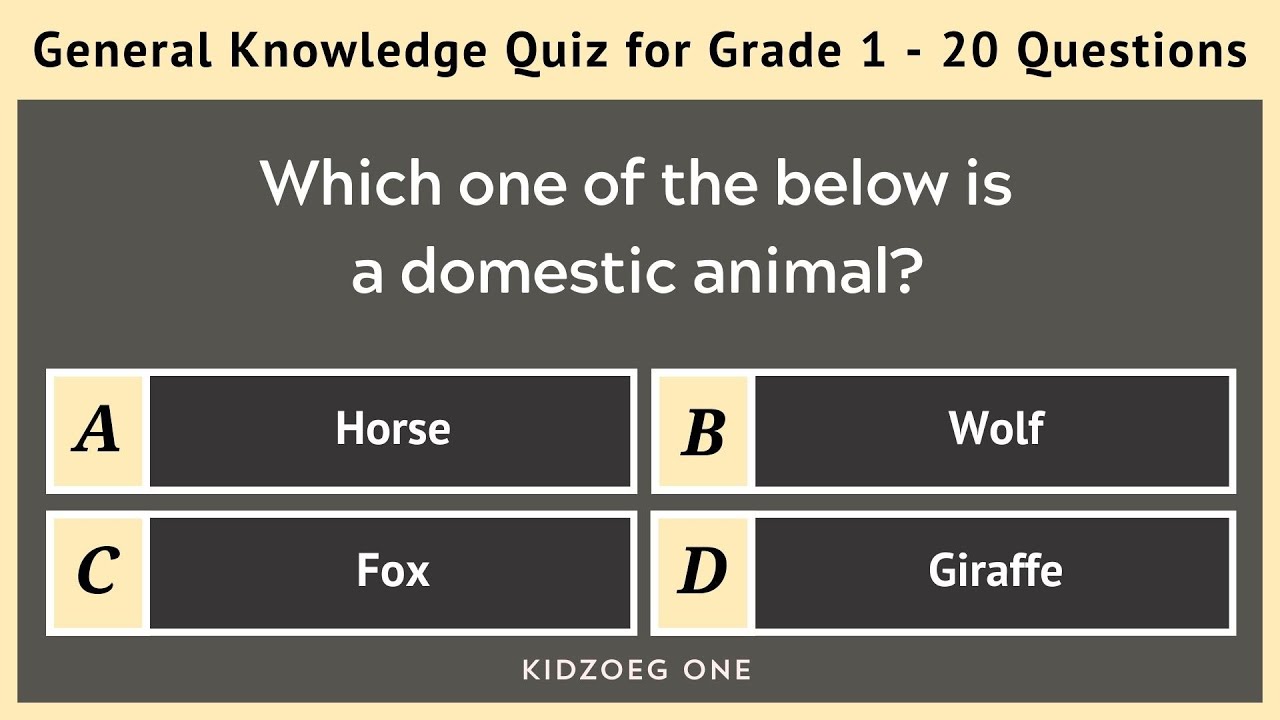 General Knowledge Quiz for Grade 1 | 20 Easy Questions for Kids to Learn and Enjoy | Class 1