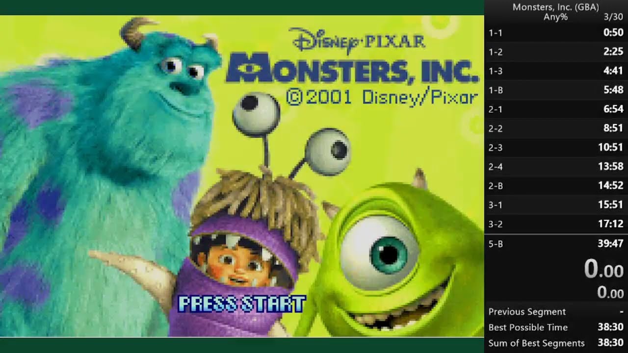 (WR) Monsters, Inc. (GBA) Any% Speedrun in 