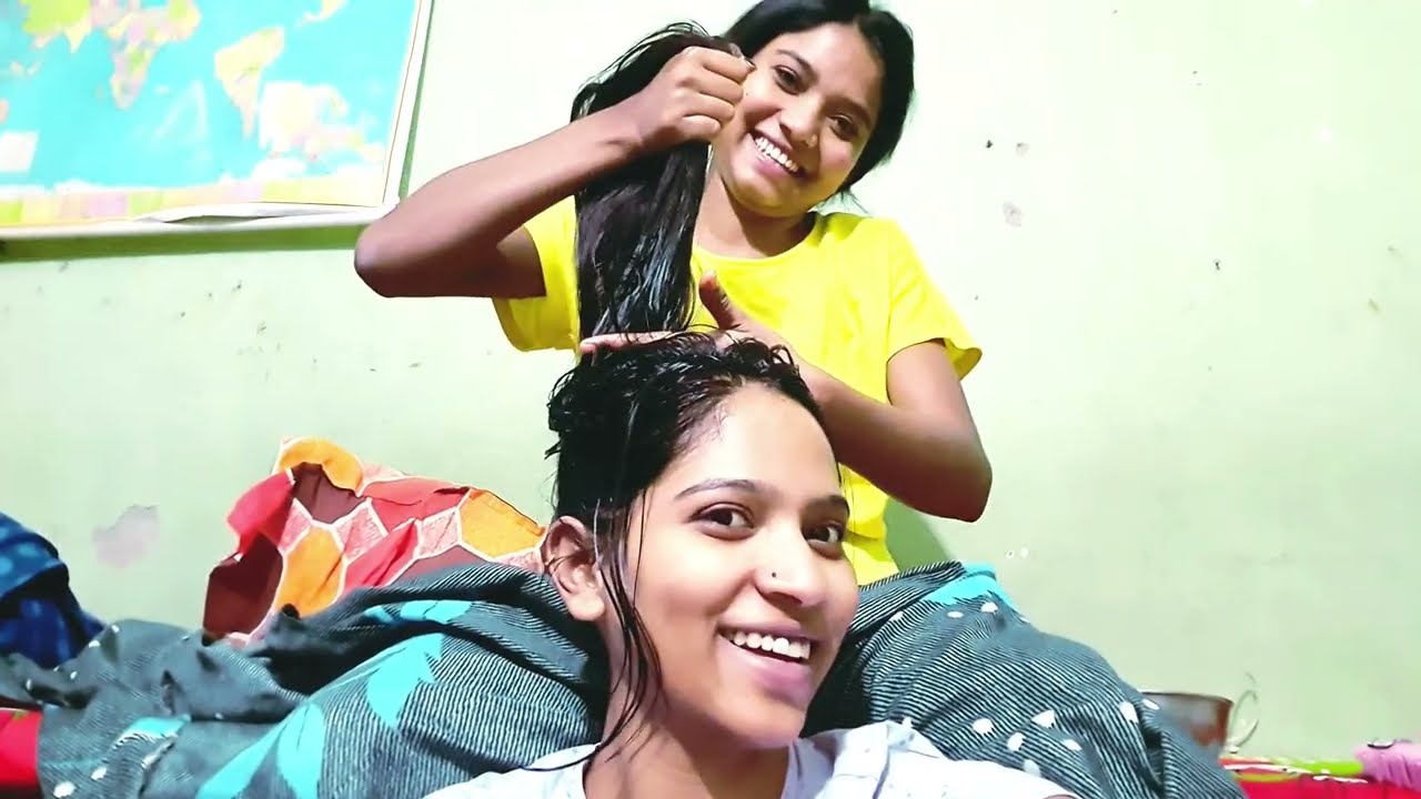 kajal ne ki meri hair oiling 👩‍❤️‍💋‍👩#hair #haircaretips #trending #viral #like