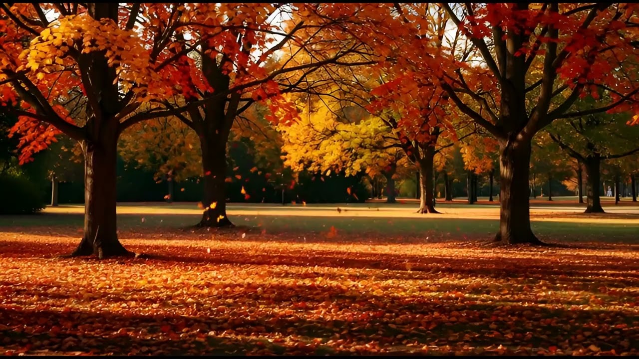 1Hour Relaxed Nature Video#19 | Autumn Leaves in a Quiet Park | 4K Deep Inhale Energy from Universe