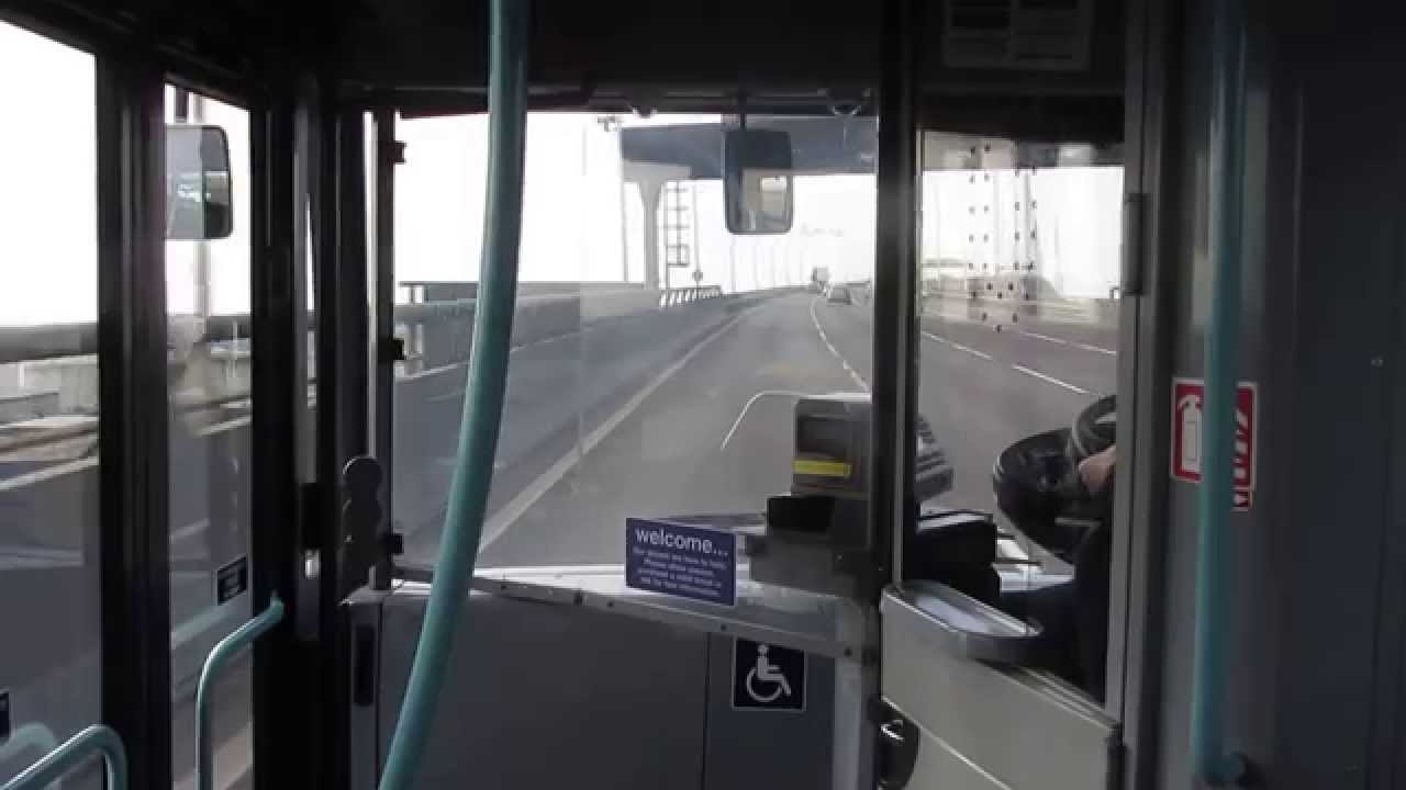 Over QE2 Dartford bridge bus ride by First Essex Enviro200 44001 (LK57 EJD)