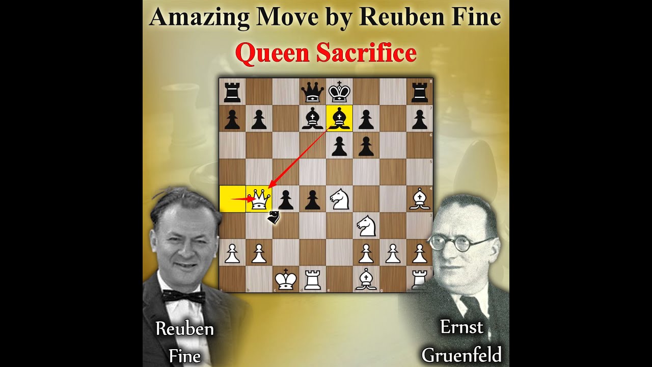 Amazing Move (13.Qxb4) by Reuben Fine | Fine vs Gruenfeld 1936