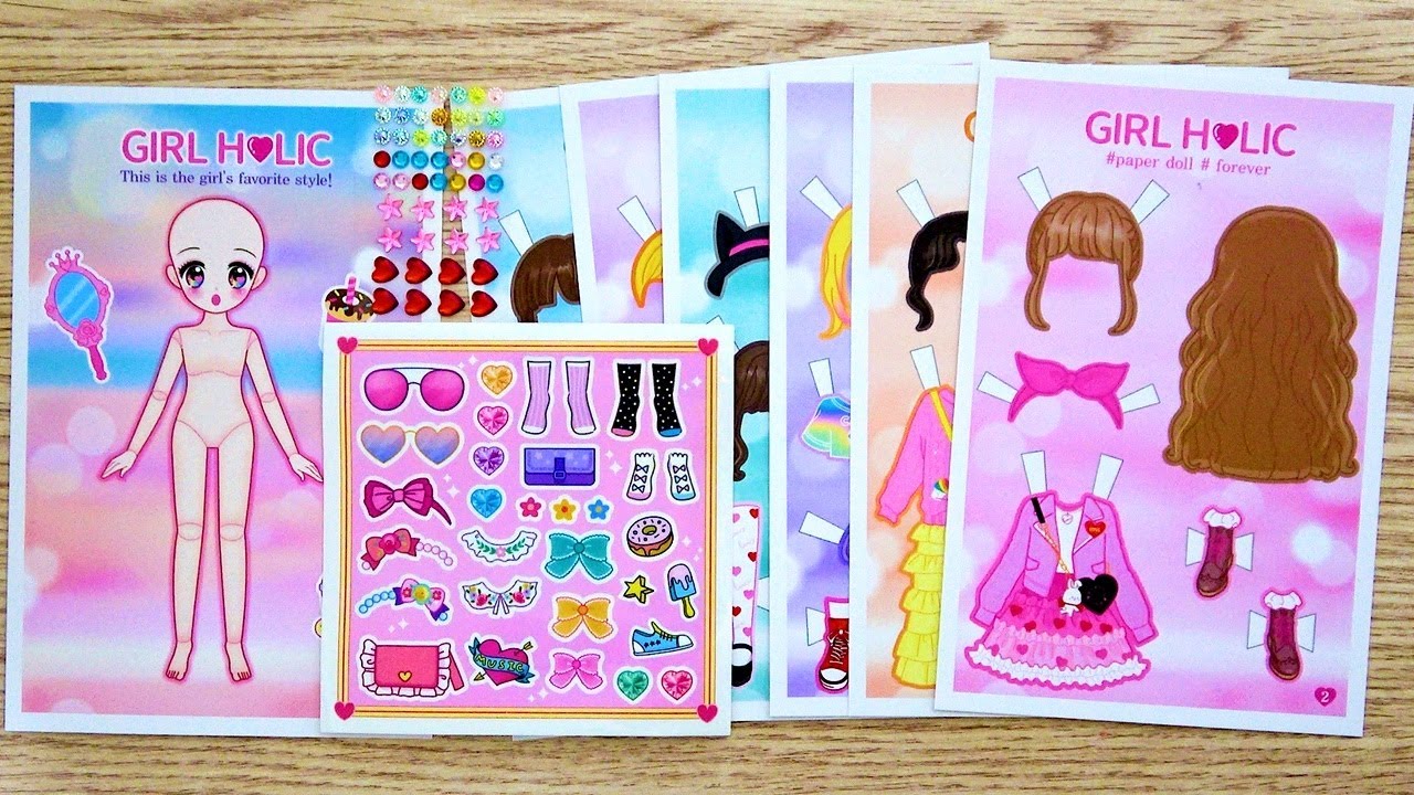 [Diy Play] 아이돌 소녀 종이 구관 인형 가위로 자르고 옷입히기 | Cutting Girl Paper Doll and Dress-Up Playing