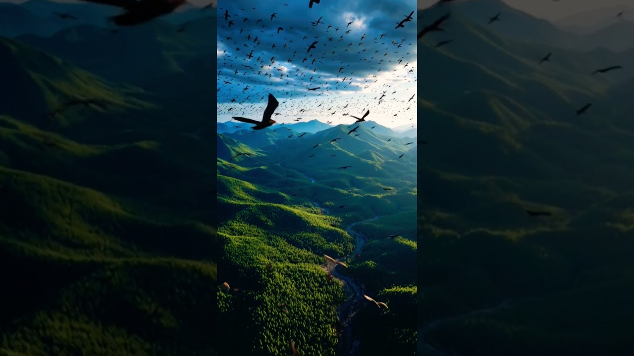 Aerial View of birds above Mountain 🏔️ 