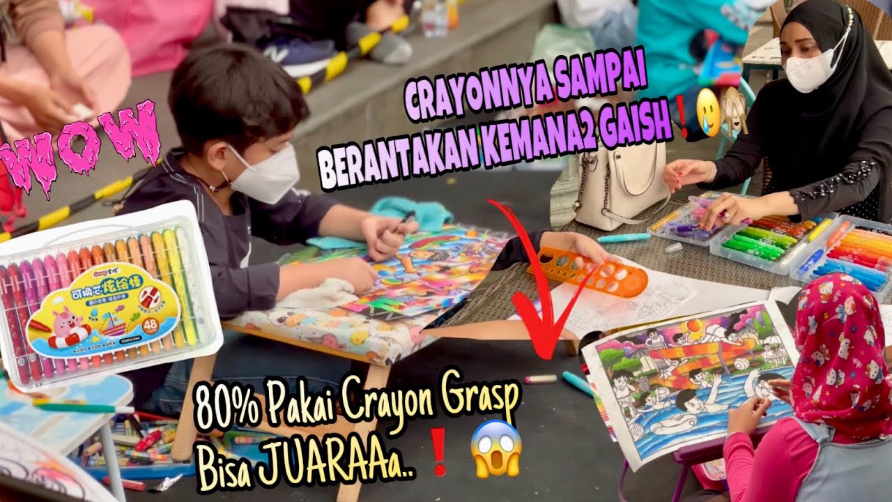 YES❗️CRAYON GRASP BUATKU JUARA 3 LOMBA MEWARNAI TEMA OLAHRAGA RENANG❗️🥳