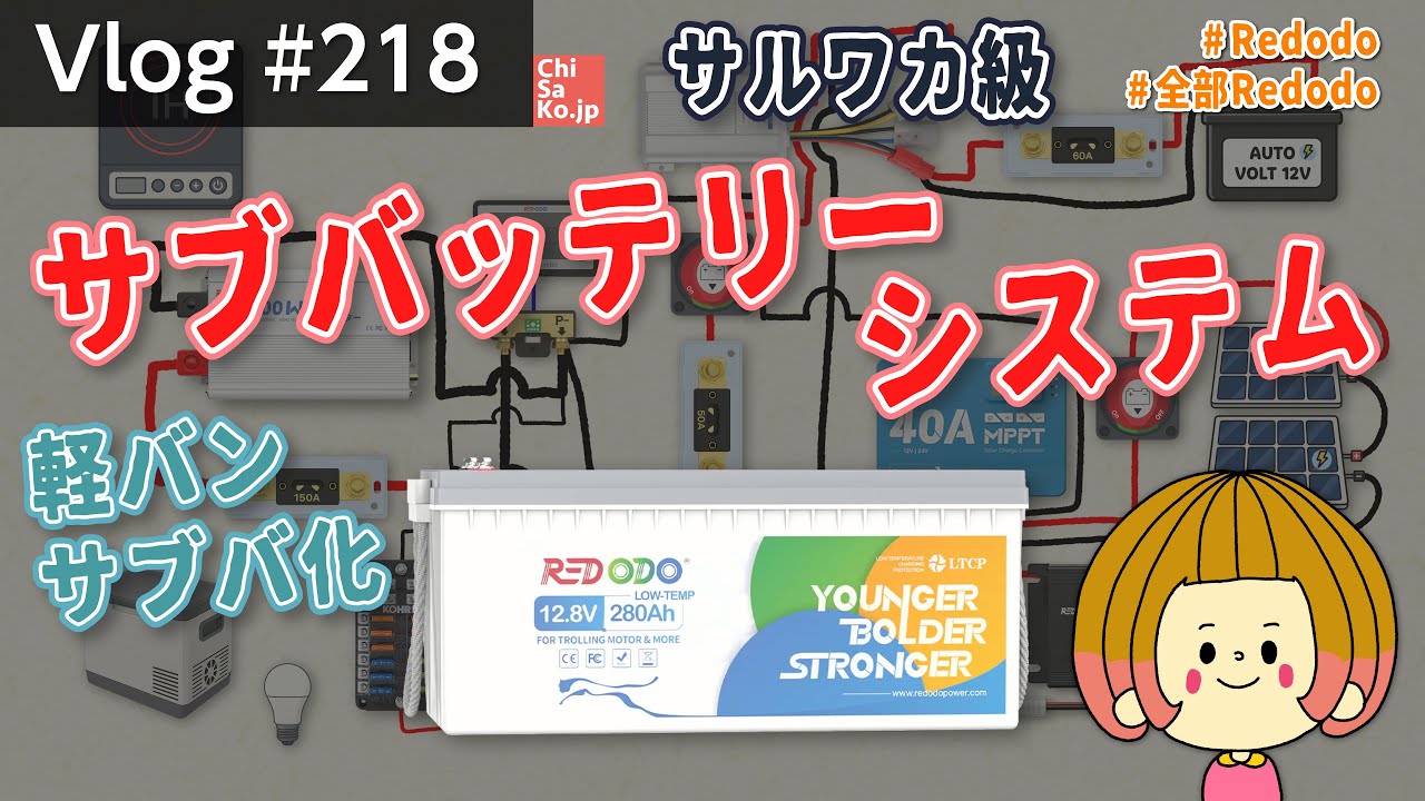 🔰サルワカ級🔰サブバッテリーシステム解説〜軽バンをサブバ化したよ〜【Vlog#218】#車中泊 #redodo #初心者 