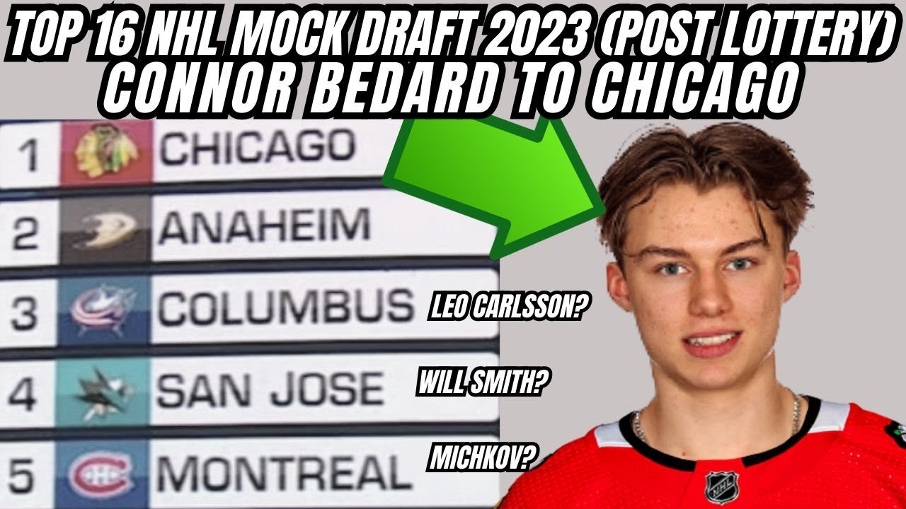 TOP 16 NHL MOCK DRAFT 2023 (POST LOTTERY) | CONNOR BEDARD TO CHICAGO BLACKHAWKS | HOCKEY RANKINGS