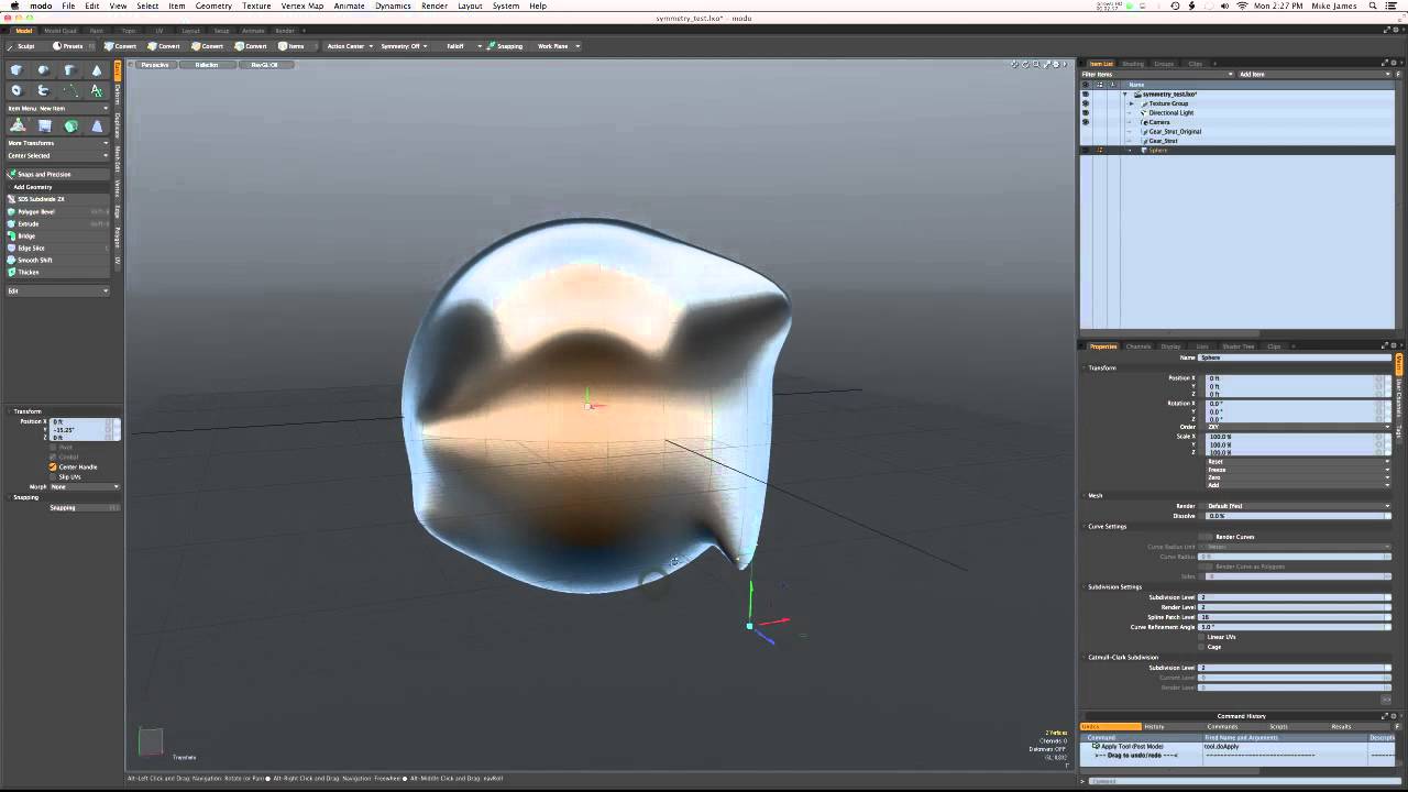 Modeling with symmetry in MODO