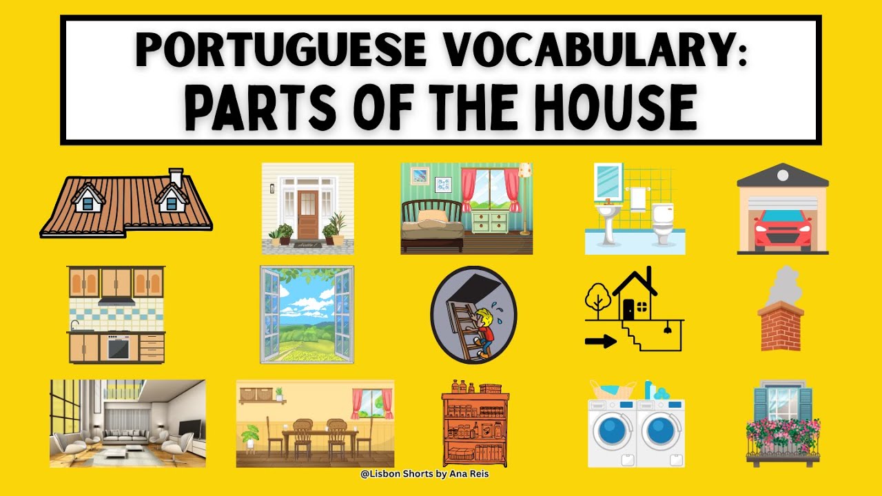 Parts of the House Vocabulary in Portuguese. #portugal #europeanportuguese 🏠✨