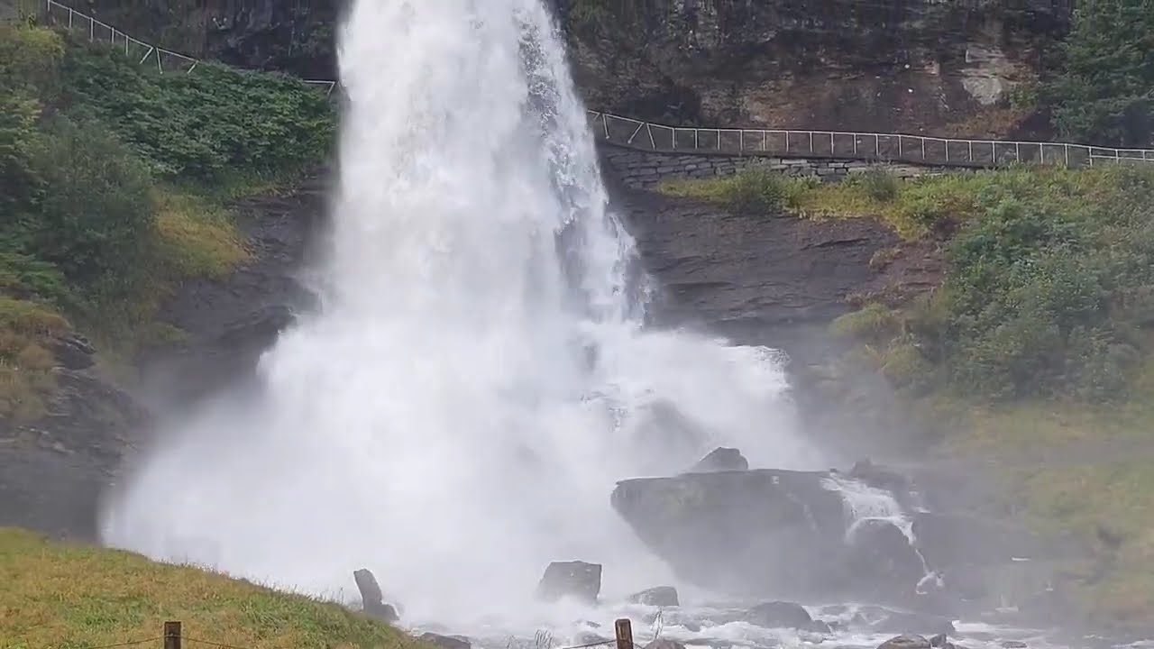 Walking Behind the Spectacular Steinsdalsfossen Waterfall, Norheimsund Norway