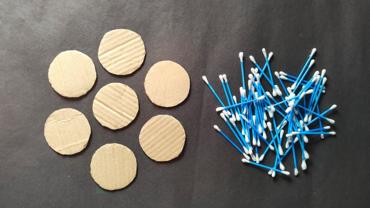 Beautiful Wall Hanging Idea Using Waste Cardboard and Earbuds | Chips Packet Reuse Craft