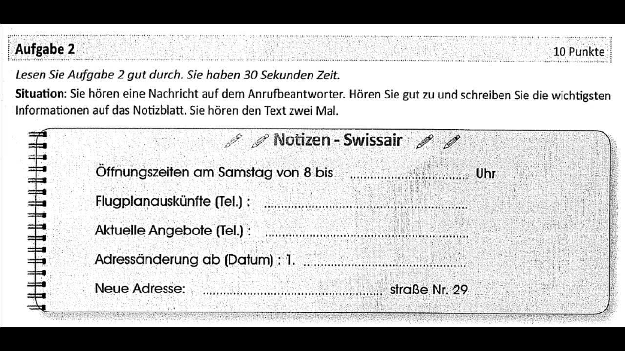 ÖSD A2 HÖREN │ LISTENING TASK NR.6 │ ALL PARTS
