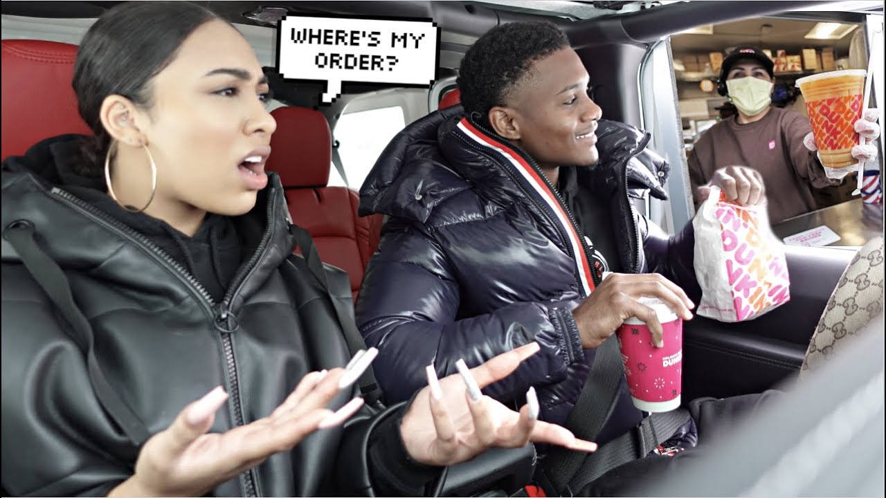 IGNORING MY GIRLFRIEND'S DRIVE THRU ORDER! *Hilarious Reaction*