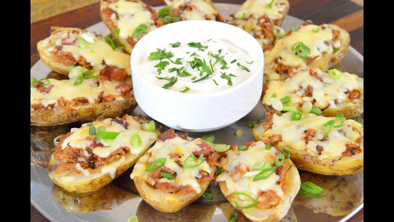 BBQ Chicken and Bacon Loaded Potato Skins Recipe |Crock Pot BBQ Chicken Recipe |Cooking With Carolyn