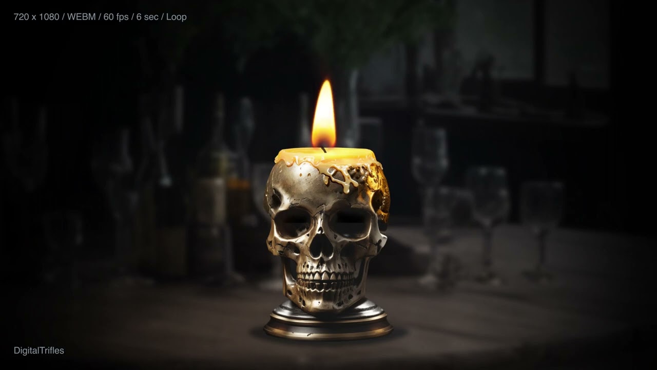 Animated Halloween Vtuber asset, skull lantern for spooky stream, horror gothic Twitch overlay