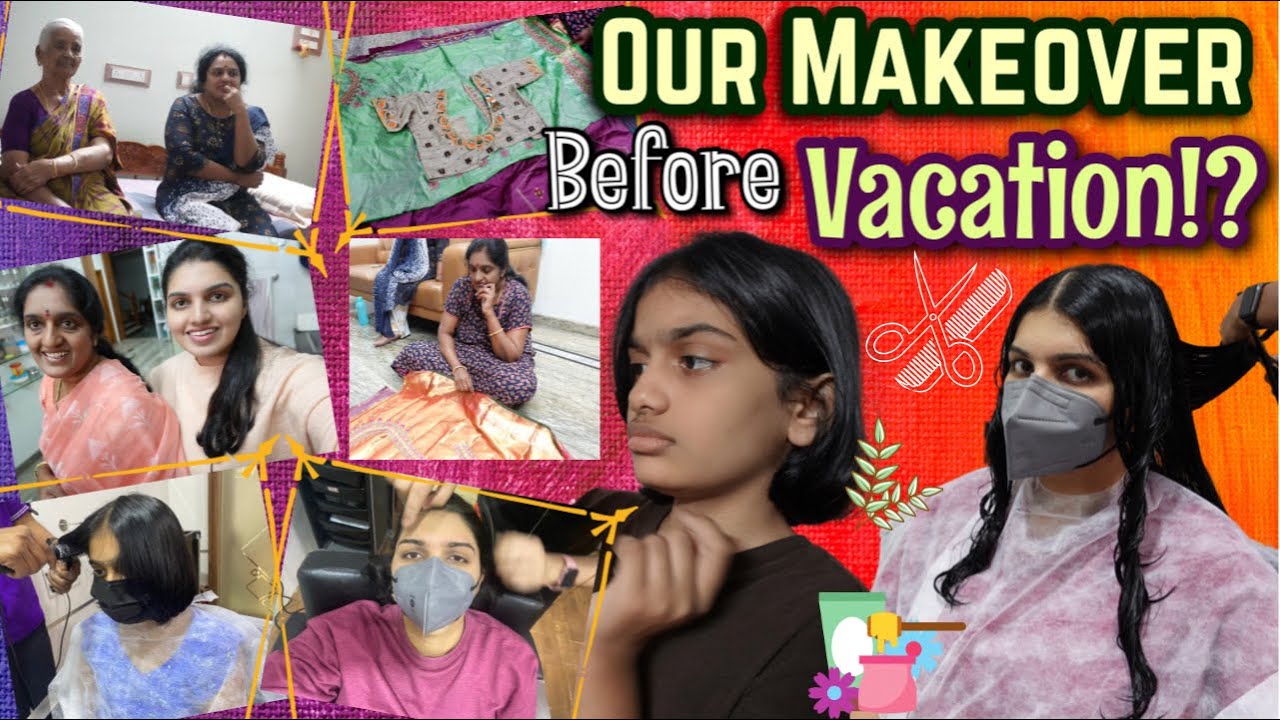 #4|Our MAKEOVER before We Leave for VACATION Vlog!?|BOB HAIRCUT for Dolly|Haircut,Waxing,brows&More|