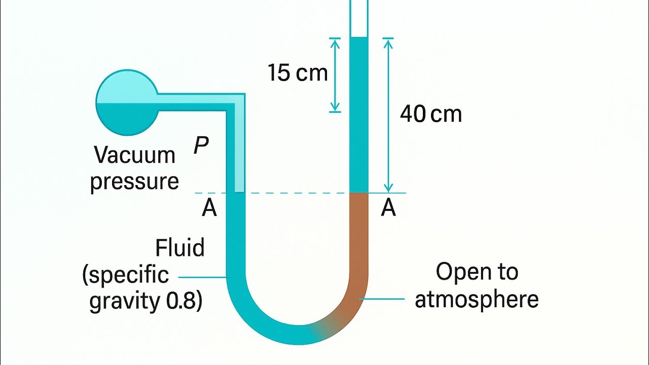 Find Vacuum Pressure in Pipe Using U-Tube Manometer | Fluid Mechanics PYQ
