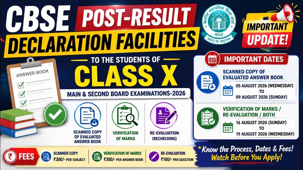 CBSE Class 10 Post Result Activities 2026 | Scanned Copy Verification & Reevaluation Dates Announced