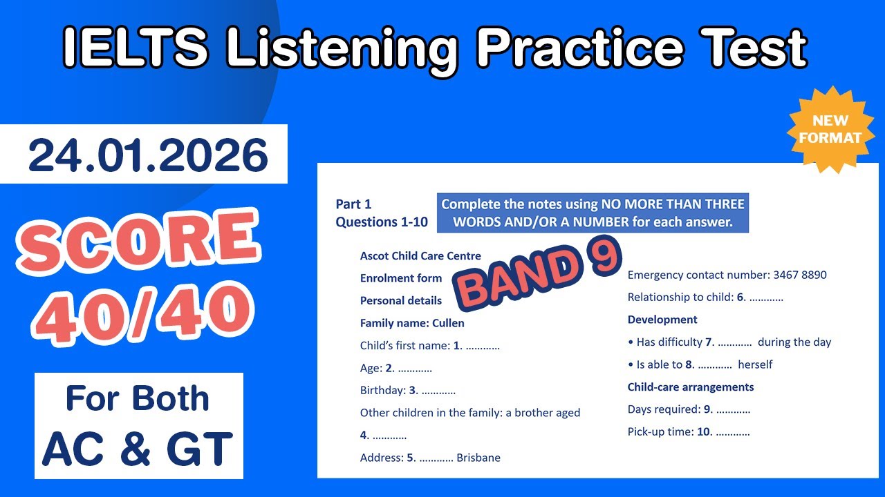 IELTS Listening Practice Test 2026 With Answers 24.01.2026 - Test 