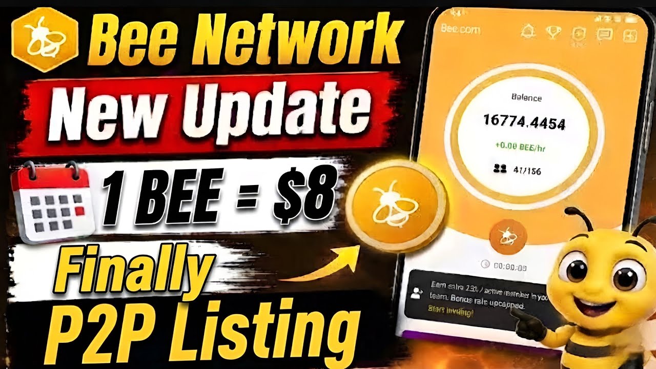 Бум 💥 Новое обновление Bee Network ll Большие новости о P2P-листинге Bee Coin 😱 1Bee = $8 🎉🤑 #bee...