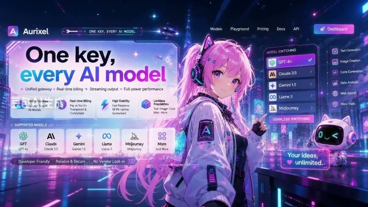 Aurixel.ai | One Key to Access Every AI Model in One Unified API Gateway